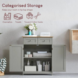 Bathroom 2-Drawer 2-Door Cabinet Grey - thumbnail 3