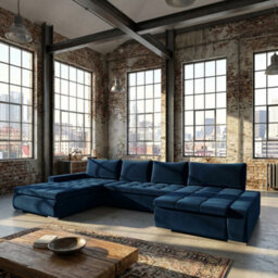 Caro Corner Sofa Bed With Storage Living Room Polyurethane Foam Wave Springs Wooden Frame 394X213X80Cm Blue