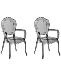 Beliani Transparent Black Polycarbonate Dining Chairs Stackable Set Of 2 - Gloss Finish, No Assembly Required - thumbnail 3