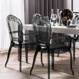 Beliani Transparent Black Polycarbonate Dining Chairs Stackable Set Of 2 - Gloss Finish, No Assembly Required - thumbnail 2