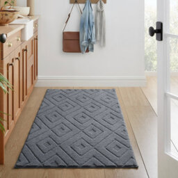 Bedlooms Grey High Low Pile Rug 60X110Cm, Soft Thick Piles,  Zig Zag Pattern, Hallway Runner And Area Rugs - thumbnail 1