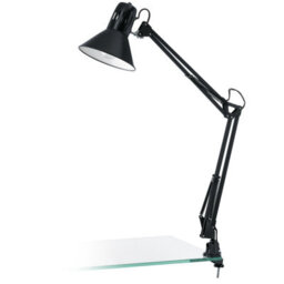 Stylish Shiny Black Steel Table Desk Lamp With Adjustable Height And E27 Bulb Socket - thumbnail 1
