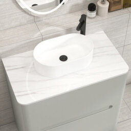 Royal Bathrooms Venice 800mm Dove Grey Freestanding Bathroom Countertop Vanity Unit 2 Drawer With Peak Basin - thumbnail 6