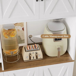 White Kitchen Cupboard,180Cm Tall Kitchen Cabinet, Pantry Cupboard Removable Wine Rack - thumbnail 6