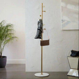 Aspect Furniture Angelo Entryway Freestanding Coat Stand With Marble Base,gold/white