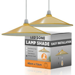 2Pack Lampshades For Ceiling Lights 40Cm Industrial Light Shade Yellow Metal Lampshade For Bedroom Living Room Lounge E27 - thumbnail 1