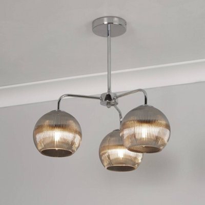 Pagazzi Lighting Pagazzi Hamblin 3 Light Chrome And Smoked Glass Semi-Flush Ceiling Light - image 1