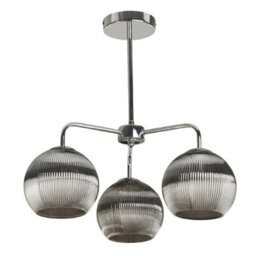 Pagazzi Lighting Pagazzi Hamblin 3 Light Chrome And Smoked Glass Semi-Flush Ceiling Light - thumbnail 5