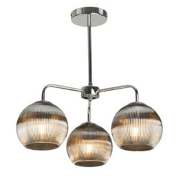Pagazzi Lighting Pagazzi Hamblin 3 Light Chrome And Smoked Glass Semi-Flush Ceiling Light - thumbnail 4
