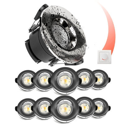 Paul Russells Led Fire Rated Downlights, Brush Nickel Bezel, 6W 550 Lumens, Ip65, Cct3 3000K 4000K 6500K, Pack Of 10 - image 1
