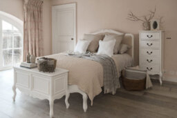 Statement Furniture Juliette French Style 6Ft Super King Bed With Upholstered Headboard - White - thumbnail 1