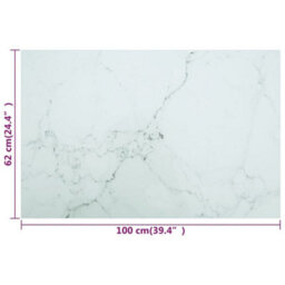 Vidaxl Table Top White 100X62 Cm 8mm Tempered Glass With Marble Design Table Tops - thumbnail 3