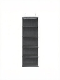 LEDREM Closet Hanging Shelves, Foldable Clothes Storage Organiser With Bamboo Inserts, Space-Saving, Metal Hooks, For Wardrobe, Grey - thumbnail 2