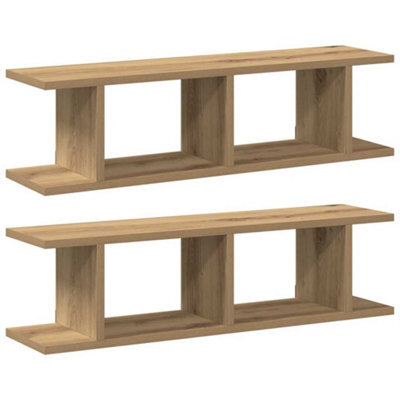 Berkfield Durable Wall Shelves 2 Pcs Artisan Oak 75X18X20 Cm Engineered Wood - image 1