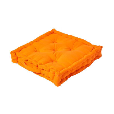 Homescapes Cotton Orange Floor Cushion, 40 X 40 Cm - image 1