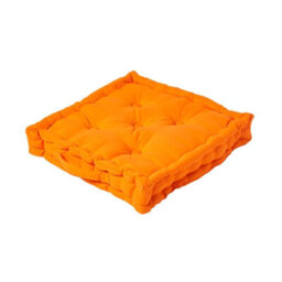 Homescapes Cotton Orange Floor Cushion, 40 X 40 Cm