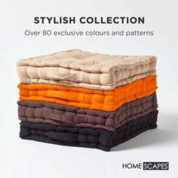 Homescapes Cotton Orange Floor Cushion, 40 X 40 Cm - thumbnail 6