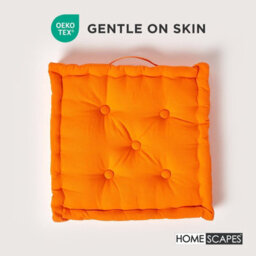 Homescapes Cotton Orange Floor Cushion, 40 X 40 Cm - thumbnail 3