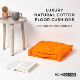 Homescapes Cotton Orange Floor Cushion, 40 X 40 Cm - thumbnail 2