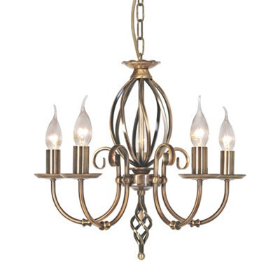 Luminosa Lighting Elstead Artisan 5 Light Chandelier Aged Brass Finish, E14 - image 1