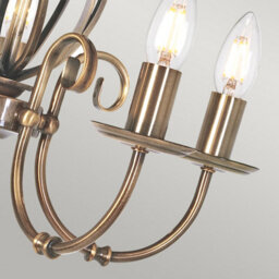 Luminosa Lighting Elstead Artisan 5 Light Chandelier Aged Brass Finish, E14 - thumbnail 3