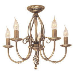 Luminosa Lighting Elstead Artisan 5 Light Chandelier Aged Brass Finish, E14 - thumbnail 2