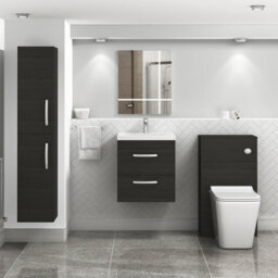 Royal Bathrooms Turin Hale Black 500mm Wall Hung Vanity Unit 2 Drawer With Mid-Edge Basin Sink - thumbnail 2
