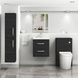 Royal Bathrooms Turin Hale Black 500mm Wall Hung Vanity Unit 2 Drawer With Mid-Edge Basin Sink - thumbnail 4
