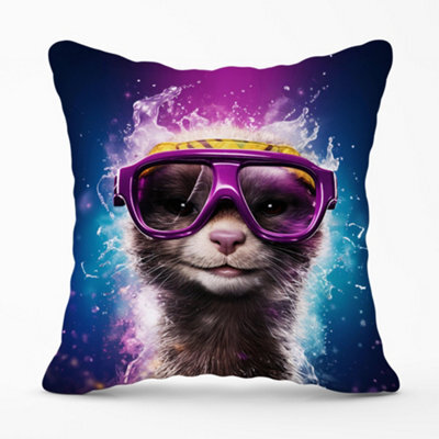Warren Reed Designer Splashart Ferret Purple Cushions 45Cm X 45Cm - image 1