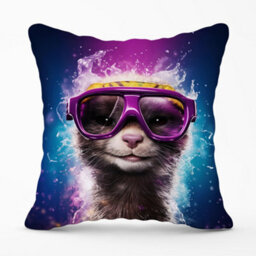 Warren Reed Designer Splashart Ferret Purple Cushions 45Cm X 45Cm - thumbnail 1