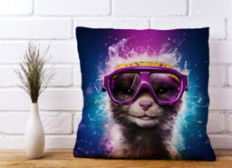 Warren Reed Designer Splashart Ferret Purple Cushions 45Cm X 45Cm - thumbnail 2
