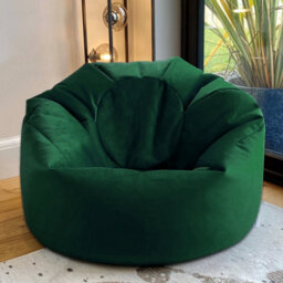 Beautiful Beanbags Adult Luxury Classic Beanbag Plush Velvet Bean Bags Ready Filled - Emerald