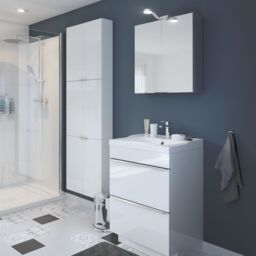 GoodHome Imandra Gloss White Freestanding Bathroom Cabinet (H) 820mm (W) 600mm - thumbnail 3