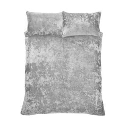 Catherine Lansfield Bedding Crushed Velvet Duvet Cover Set With Pillowcase Silver Grey - thumbnail 4