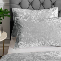 Catherine Lansfield Bedding Crushed Velvet Duvet Cover Set With Pillowcase Silver Grey - thumbnail 2