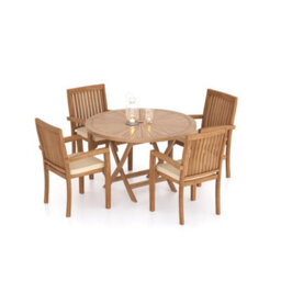 Eterna Munich Teak Garden Outdoor Dining Table & 4 Seat Chair Set - With Black Cushions - thumbnail 5