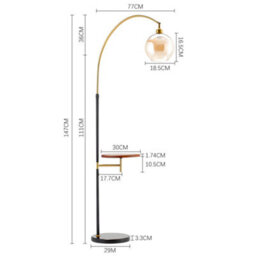 Living And Home 147 Cm Modern Adjustable Arc Floor Lamp Floor Light With Wood Tray E27 Bulb Base - thumbnail 3