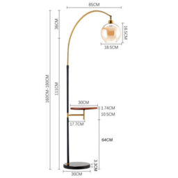 Living And Home 147 Cm Modern Adjustable Arc Floor Lamp Floor Light With Wood Tray E27 Bulb Base - thumbnail 8