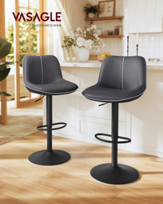 LEDREM Bar Stools Set Of 2, Adjustable Height Swivel Barstools With Ergonomic Backrest, Synthetic Leather, Larger Metal Base - image 1