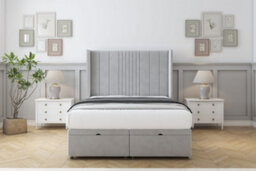 "Comfort Grace Silver Plush Ottoman Bed Base With 54"" Wingback Headboard 3' Single" - thumbnail 1