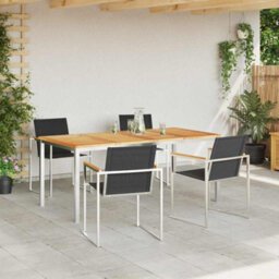 Berkfield Garden Dining Set 5 Pcs Solid Wood Teak - thumbnail 4