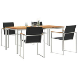 Berkfield Garden Dining Set 5 Pcs Solid Wood Teak - thumbnail 3