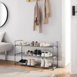 LEDREM 3-Tier Shoe Rack, Metal Storage Shelves Hold Up To 15 Pairs Of Shoes, For Living Room, Entryway, Hallway And Cloakroom - thumbnail 2