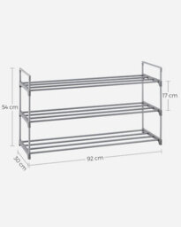 LEDREM 3-Tier Shoe Rack, Metal Storage Shelves Hold Up To 15 Pairs Of Shoes, For Living Room, Entryway, Hallway And Cloakroom - thumbnail 7