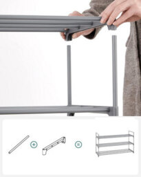 LEDREM 3-Tier Shoe Rack, Metal Storage Shelves Hold Up To 15 Pairs Of Shoes, For Living Room, Entryway, Hallway And Cloakroom - thumbnail 5