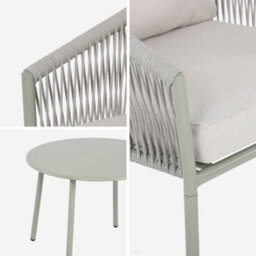 Sweeek - 4-Seater Garden Sofa Set In Steel And Resin Ropes Beige 122X67X74 Cm - Mantova - thumbnail 8