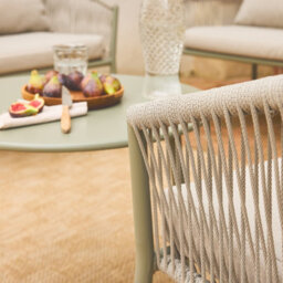 Sweeek - 4-Seater Garden Sofa Set In Steel And Resin Ropes Mantova Beige 122X67X74 Cm - thumbnail 5