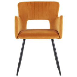 Beliani Set Of 2 Dining Chairs Sanilac Velvet Orange - thumbnail 4