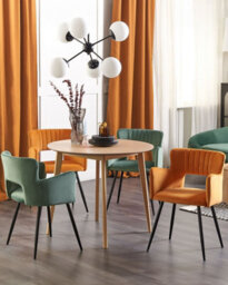Beliani Set Of 2 Dining Chairs Sanilac Velvet Orange - thumbnail 2