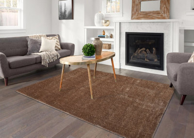 Smart Living Shaggy Soft Area Rug, Fluffy Living Room Carpet, Kitchen Floor, Bedroom Ultra Soft Rugs 60Cm X 110Cm - Dark Beige - image 1